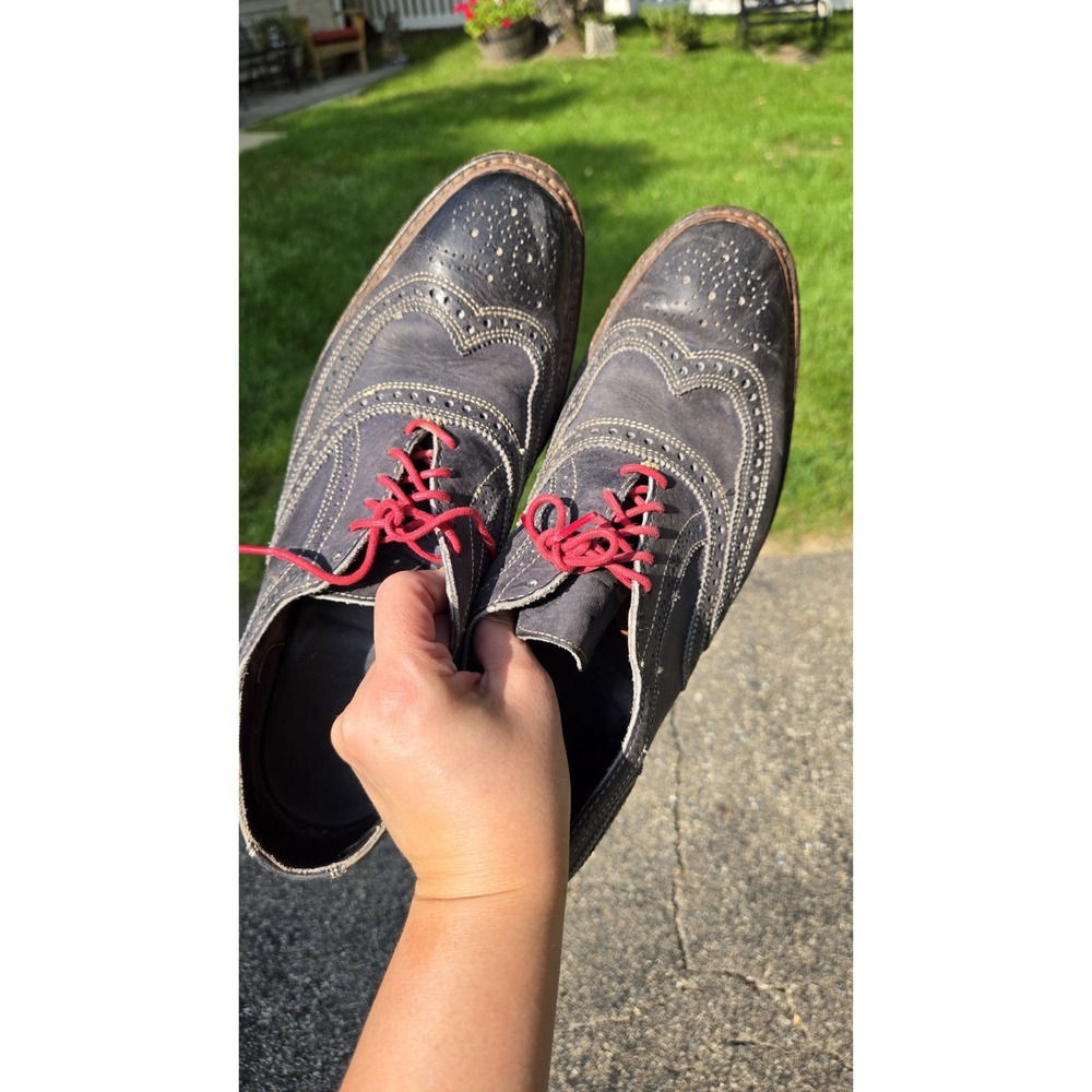 Allen Edmonds Neumok 4065 Wingtip Oxford Shoes 11D Navy Leather Red Laces USA